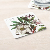 Monogrammen Modern Rood Roos Kartonnen Onderzetters (Schuin)