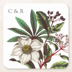 Monogrammen Modern Rood Roos Kartonnen Onderzetters