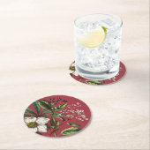 Monogrammen Modern  Rood Roos Ronde Kartonnen Onderzetter (Insitu)