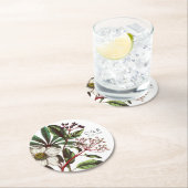 Monogrammen Modern  Roos met witte kerst Ronde Kartonnen Onderzetter (Insitu)