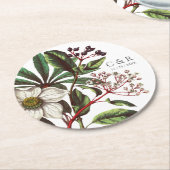 Monogrammen Modern  Roos met witte kerst Ronde Kartonnen Onderzetter (Gebogen)