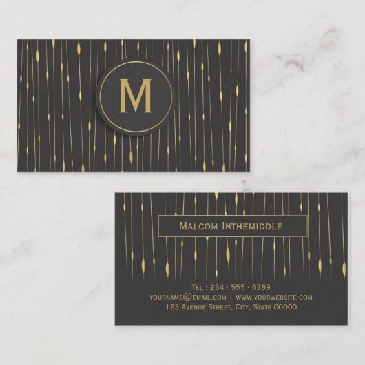 Monogrammen Moderne Abstracte goudlijnen - Kool Visitekaartje (Voorkant / Achterkant)
