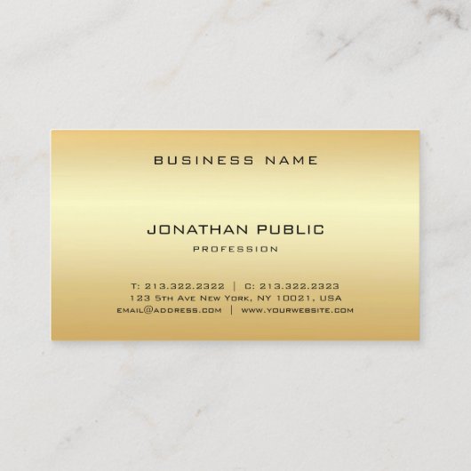 Monogrammen Moderne Sjabloon Glamoureuze Faux Gold Visitekaartje (Achterkant)