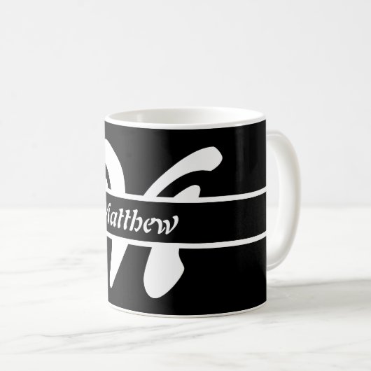 Monogrammen Mok Black White & Grey Gift Coffee Cup (Voorkant rechts)