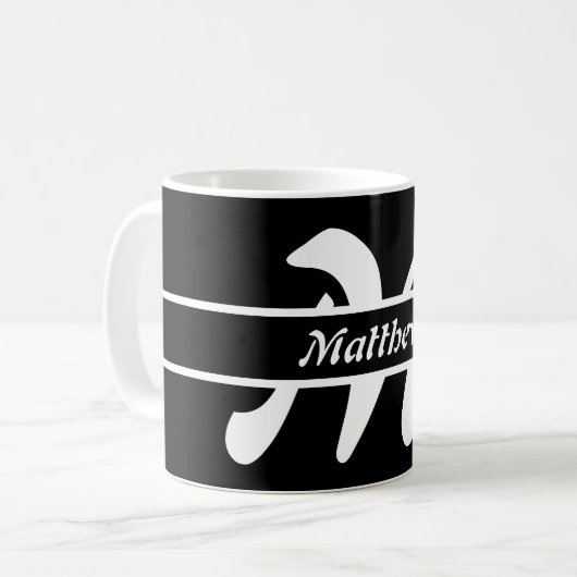 Monogrammen Mok Black White & Grey Gift Coffee Cup (Voorkant links)