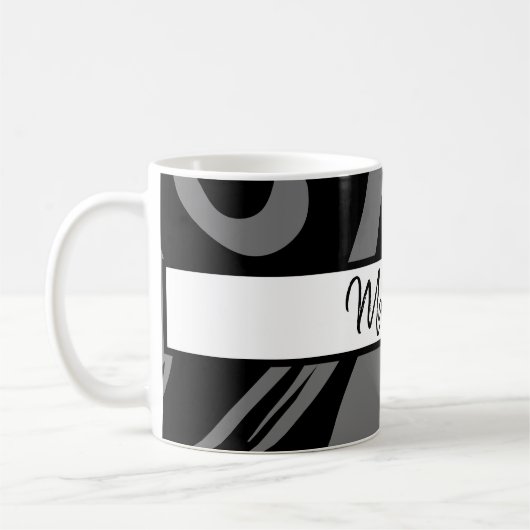 Monogrammen Mok Zebra grijs zwart & witte cadeau (Links)