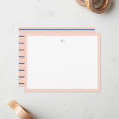 Monogrammen Monogrammagnat Blauw gestreept Notitiekaartje (Voorkant / Achterkant in situ)