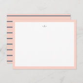 Monogrammen Monogrammagnat Blauw gestreept Notitiekaartje (Voorkant / Achterkant)