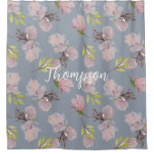 Monogrammen mooi, aantrekkelijk, modern retroblauw douchegordijn (Voorkant)