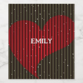 Monogrammen Mousserende Valentijnse  Hart Wijn Etiket (Enkel label)