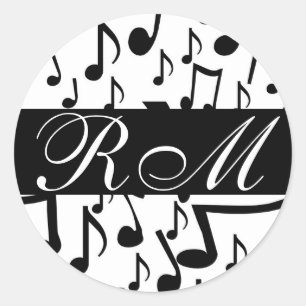 Monogrammen Muzieknoten sticker