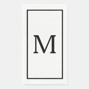 Monogrammen Naam Bruiloft Bruidsfeest Zwart Wit Servet