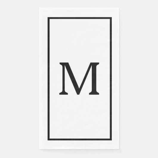 Monogrammen Naam Bruiloft Bruidsfeest Zwart Wit Servet (Voorkant)