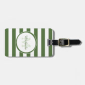 Monogrammen naam Chic Big Treetop Green Stripes Bagagelabel (Voorkant horizontaal)