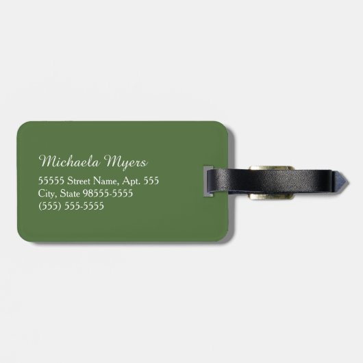 Monogrammen naam Chic Big Treetop Green Stripes Bagagelabel (Achterkant horizontaal)