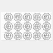 Monogrammen Naam & Circulaire Tekst | Grijze water Labels (Vel)