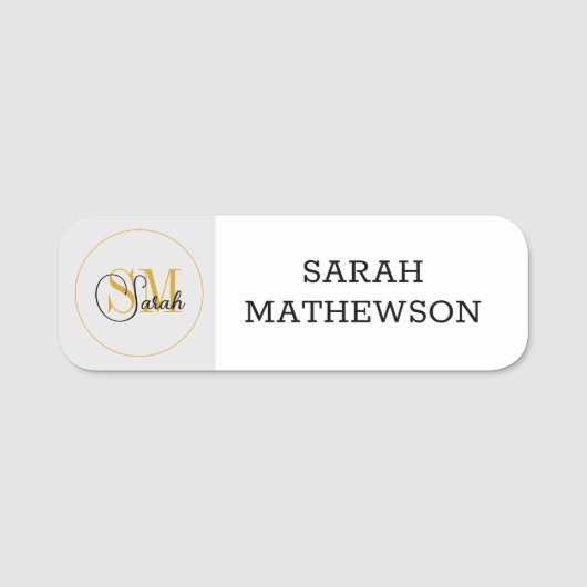 Monogrammen Naam en legant Handtekening Naamplaatje (Voorkant)