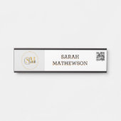 Monogrammen naam en legant handtekening / QR-code Deurbordje (Voorkant)