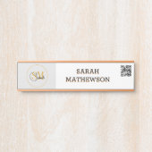 Monogrammen naam en legant handtekening / QR-code Deurbordje (Voorkant)