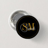 Monogrammen Naam en legant Handtekening Ronde Button 3,2 Cm (Voorkant /achterkant)