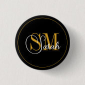 Monogrammen Naam en legant Handtekening Ronde Button 3,2 Cm (Voorkant)