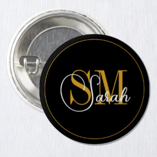 Monogrammen Naam en legant Handtekening Ronde Button 3,2 Cm