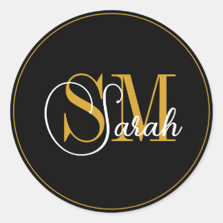 Monogrammen Naam en legant Handtekening Ronde Sticker