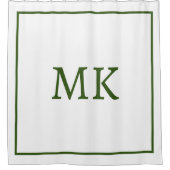 Monogrammen Naam Forest Green White Custom Kleur Douchegordijn (Voorkant)
