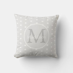 Monogrammen Naam Gray White polka stip patroon Th Kussen