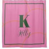 Monogrammen Naam Hunter Groen Roze Sinaasappel Ret Douchegordijn (Voorkant)
