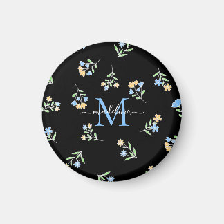 Monogrammen Naam & Initiaal Blauw Geel Magneet