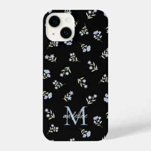 Monogrammen Naam & Initiaal Blauw Paars  iPhone 14 Hoesje