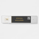 Monogrammen Naam & Moderne Handtekening / QR-code Deurbordje (Voorkant)