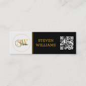 Monogrammen Naam & Moderne Handtekening / QR-code Mini Visitekaartje (Voorkant)