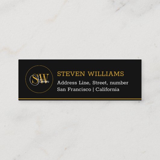 Monogrammen Naam & Moderne Handtekening / QR-code Mini Visitekaartje (Achterkant)