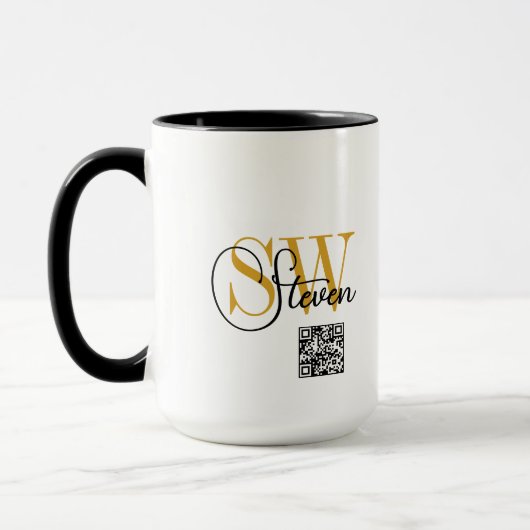 Monogrammen Naam & Moderne Handtekening / QR-code Mok (Links)