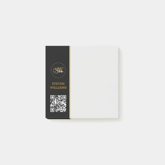 Monogrammen Naam & Moderne Handtekening / QR-code Post-it® Notes (Voorkant)