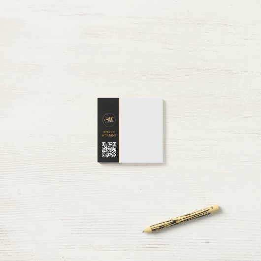 Monogrammen Naam & Moderne Handtekening / QR-code Post-it® Notes (Op bureau)