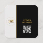 Monogrammen Naam & Moderne Handtekening / QR-code Vierkante Visitekaartje (Voorkant)