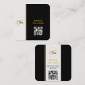Monogrammen Naam & Moderne Handtekening / QR-code Vierkante Visitekaartje (Voorkant / Achterkant)