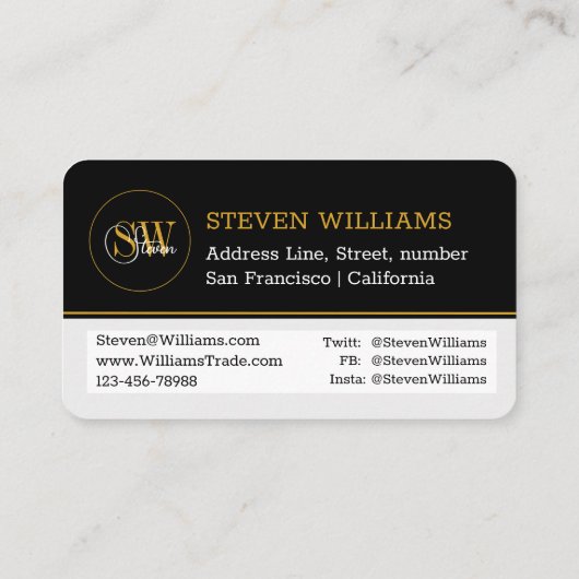 Monogrammen Naam & Moderne Handtekening / QR-code Visitekaartje (Achterkant)