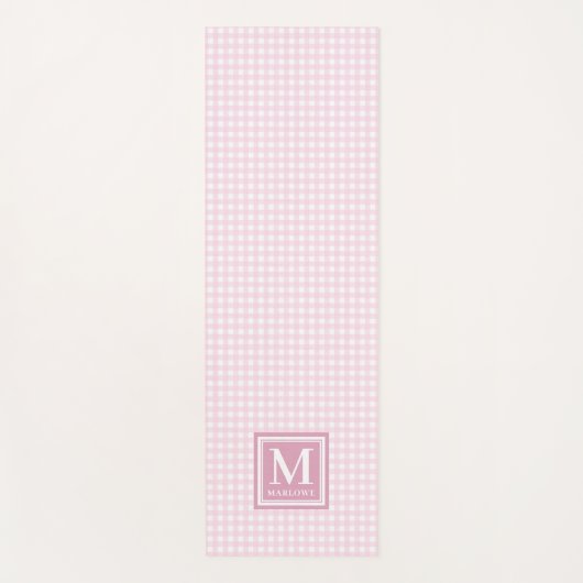Monogrammen Naam Roze White Gingham Pattern Yogamat (Voorkant)