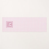 Monogrammen Naam Roze White Gingham Pattern Yogamat (Voorkant (horizontaal))