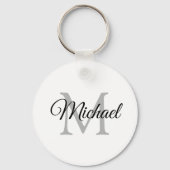 Monogrammen Naam Sjabloon Elegant Moderne Cirkel Sleutelhanger (Voorkant)