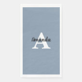 Monogrammen Naam Stof Blauw Bruidsdouche Verjaarda Servet (Voorkant)