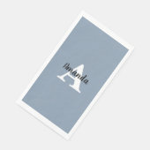 Monogrammen Naam Stof Blauw Bruidsdouche Verjaarda Servet (Hoek)