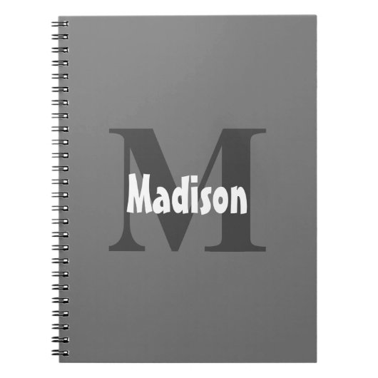 Monogrammen Naam Trouwcadeau Party Favoriet Grijs Notitieboek (Voorkant)