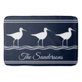 Monogrammen Naam Zandpipers Navy Blue Bath Mat (Voorkant)