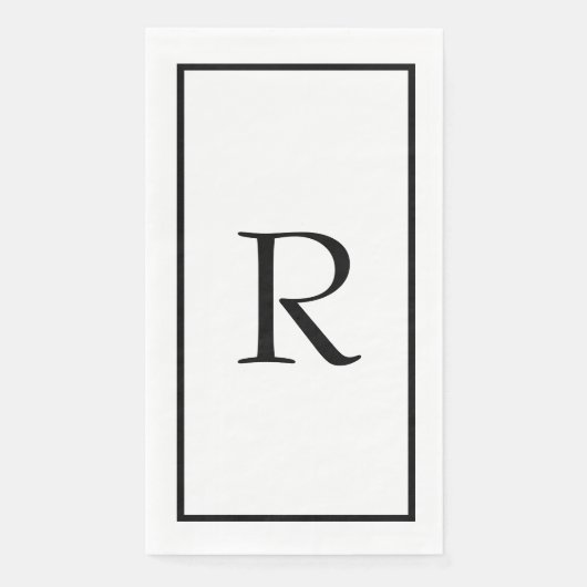 Monogrammen Naam Zwart Wit Bruiloft Bruidsfeest Servet (Voorkant)