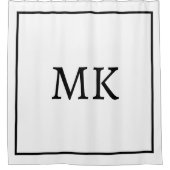Monogrammen Naam Zwart Wit Custom Kleur Modern Douchegordijn (Voorkant)
